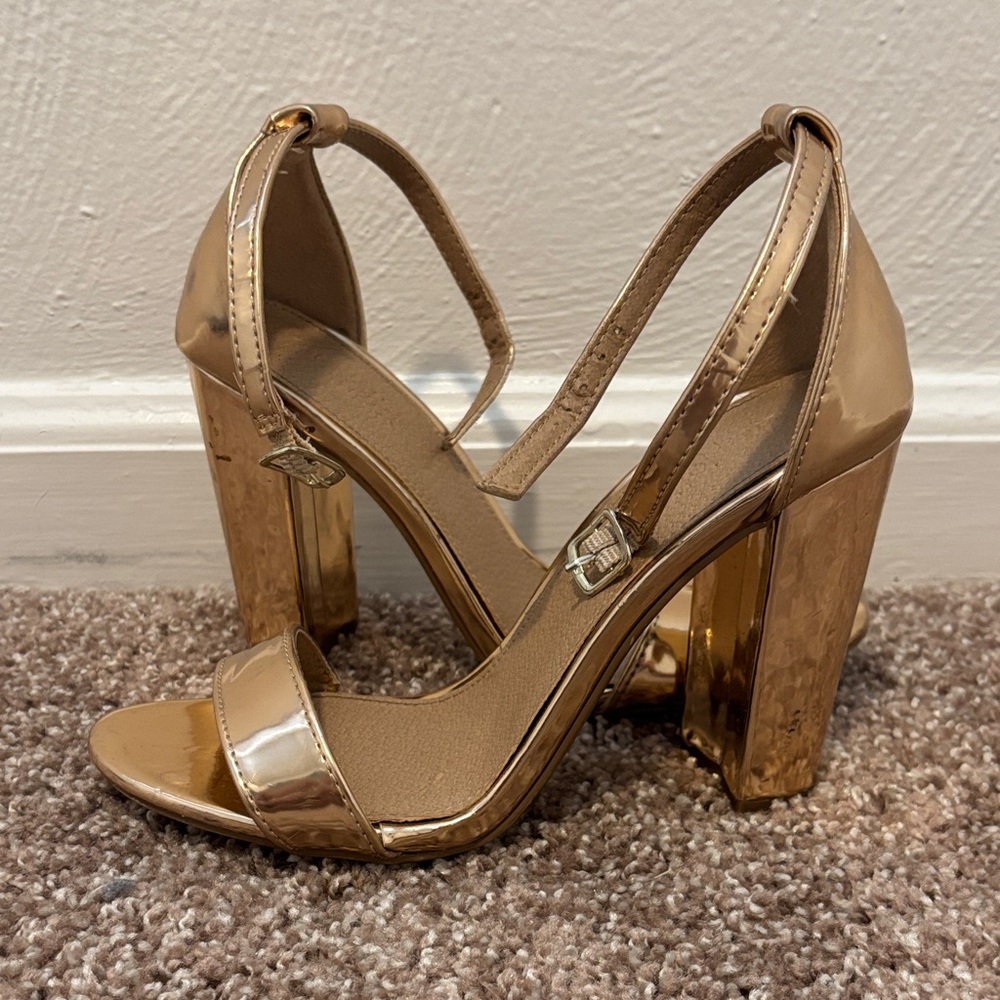 Charlotte Russe Metallic Gold Block Heels
